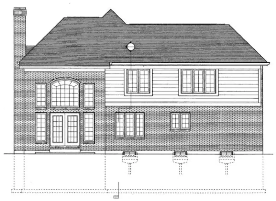 Rear Elevation for House Plan #533410