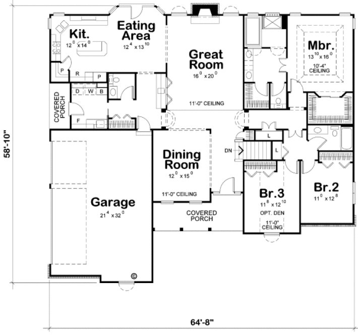 Main Floor Plan for House Plan #158503