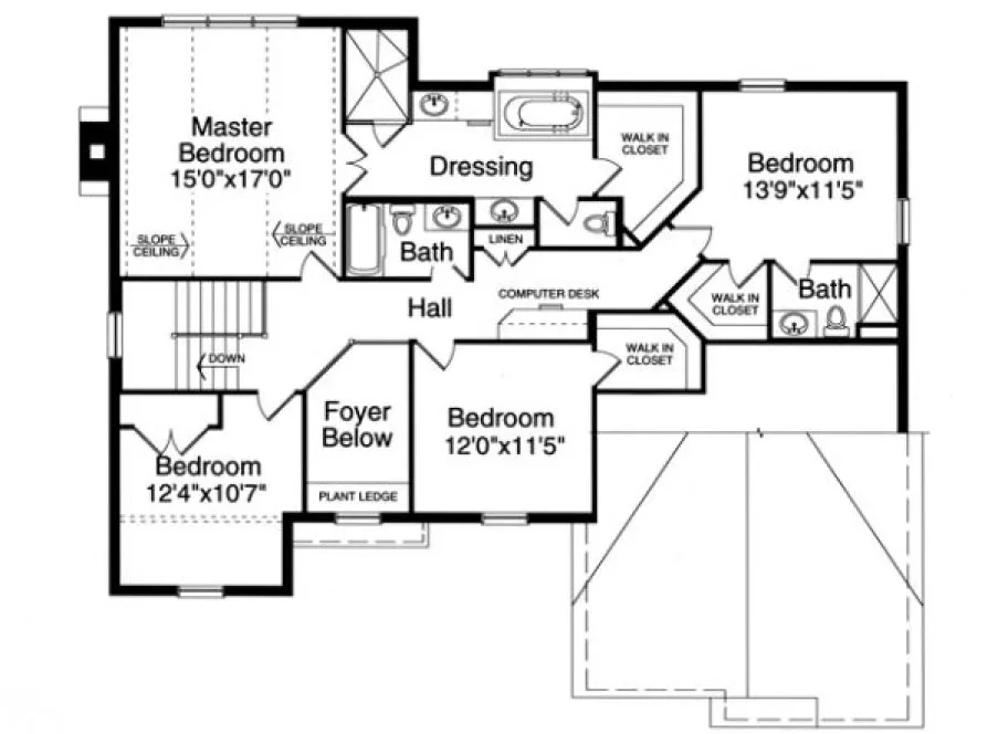 Second Floor Plan for House Plan #539020
