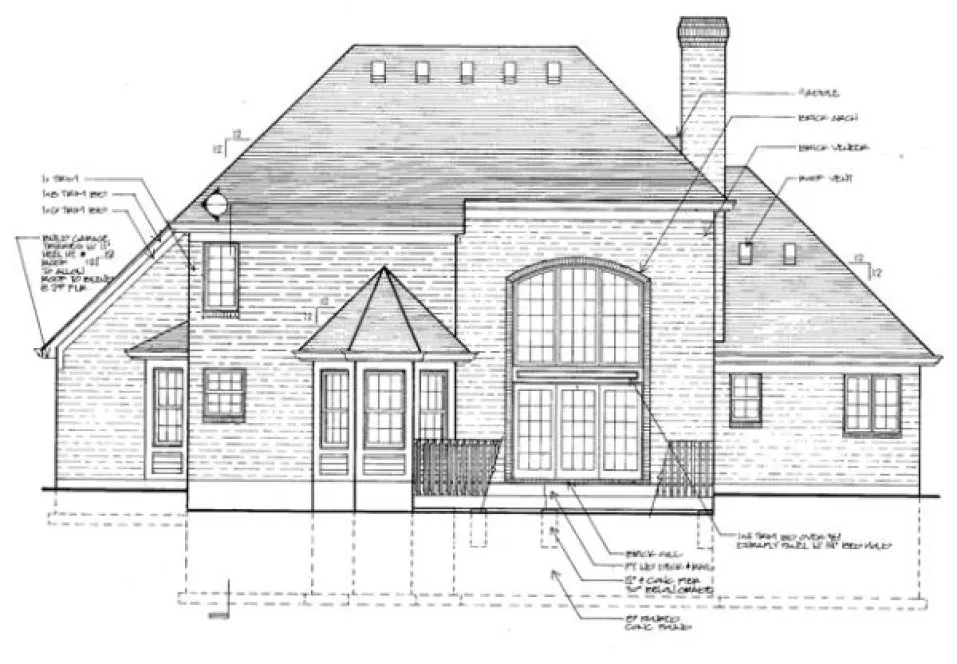 Rear Elevation for House Plan #531120