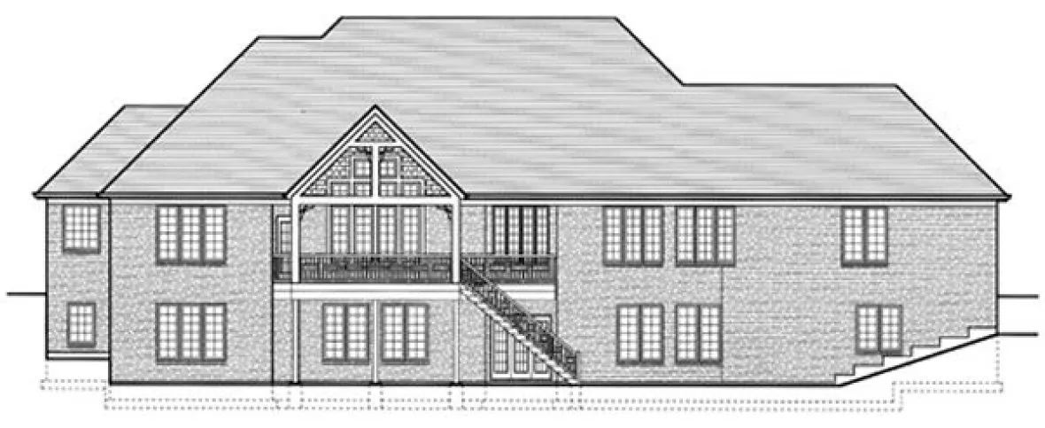 Rear Elevation for House Plan #533620