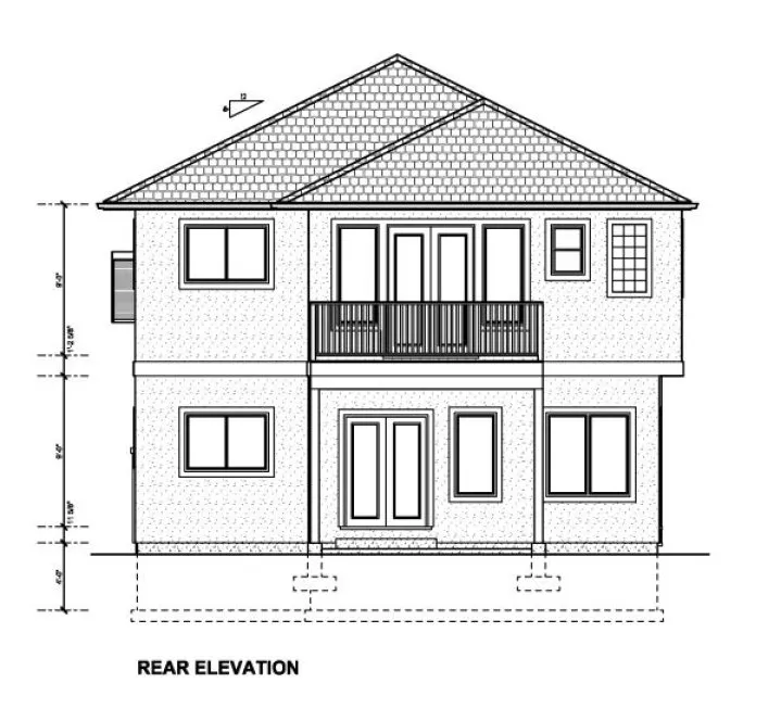 Rear Elevation for House Plan #195261