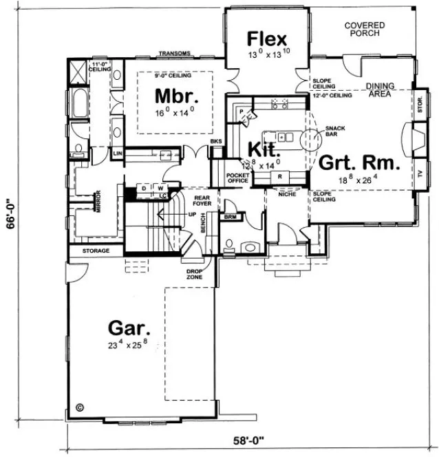 Main Floor Plan for House Plan #151815