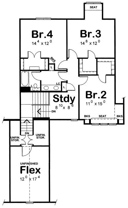 Second Floor Plan for House Plan #151815