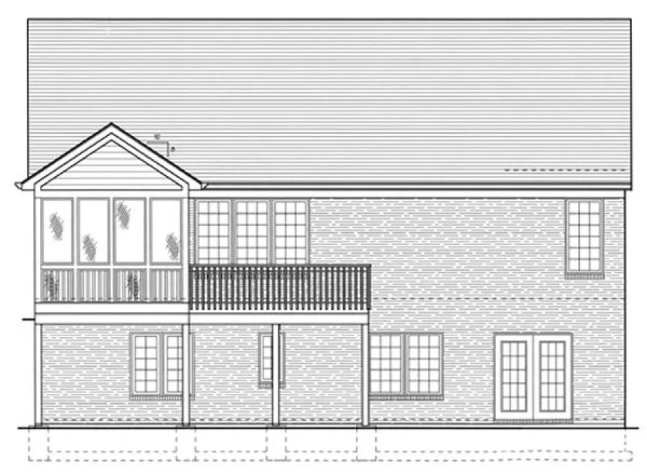 Rear Elevation for House Plan #535130