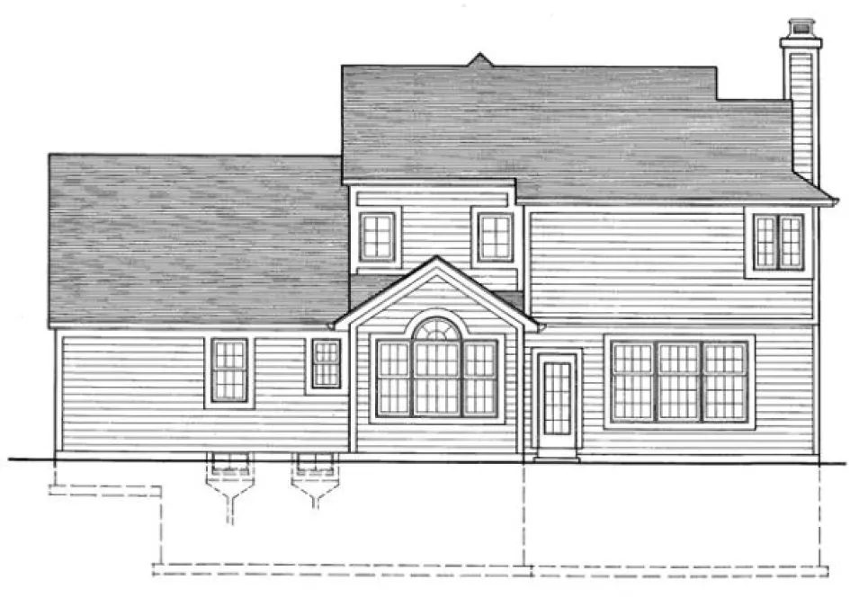 Rear Elevation for House Plan #536410