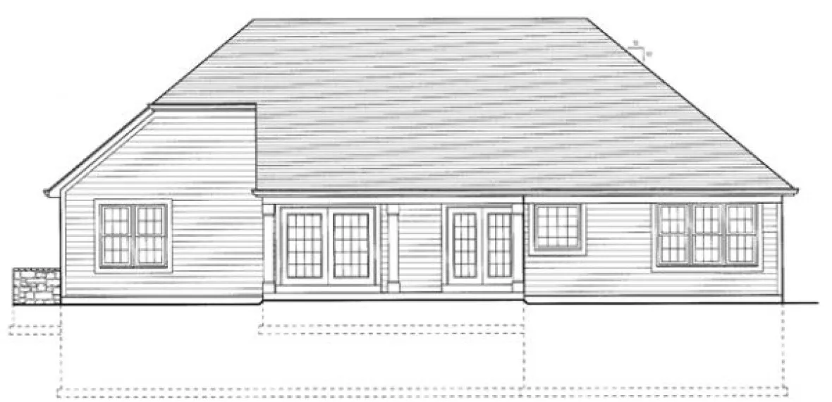 Rear Elevation for House Plan #539130