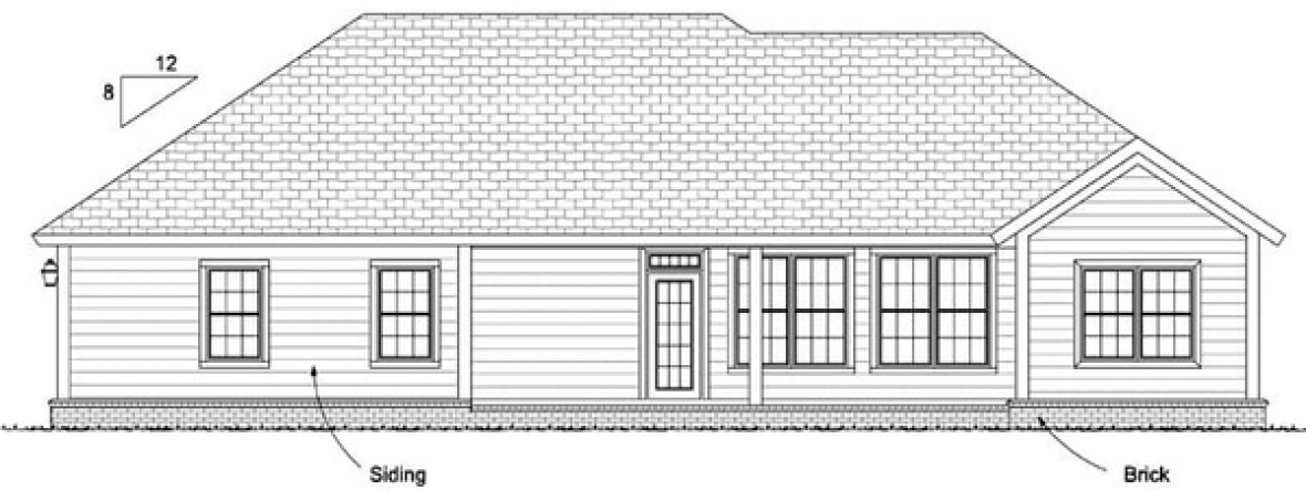 Rear Elevation for House Plan #241361