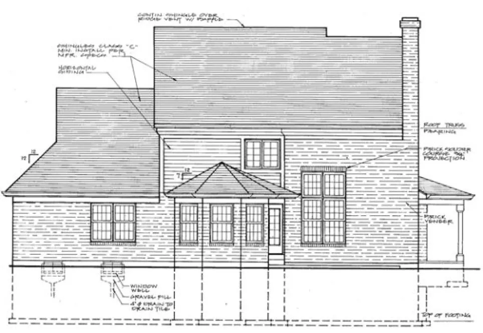 Rear Elevation for House Plan #537130