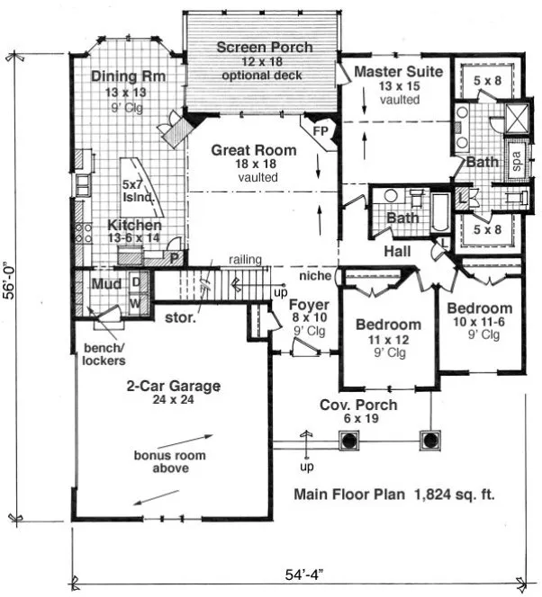 Main Floor Plan for House Plan #282181