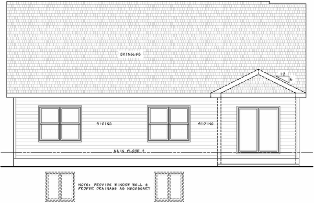 Rear Elevation for House Plan #155061