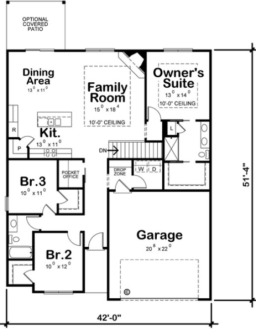 Main Floor Plan for House Plan #155061