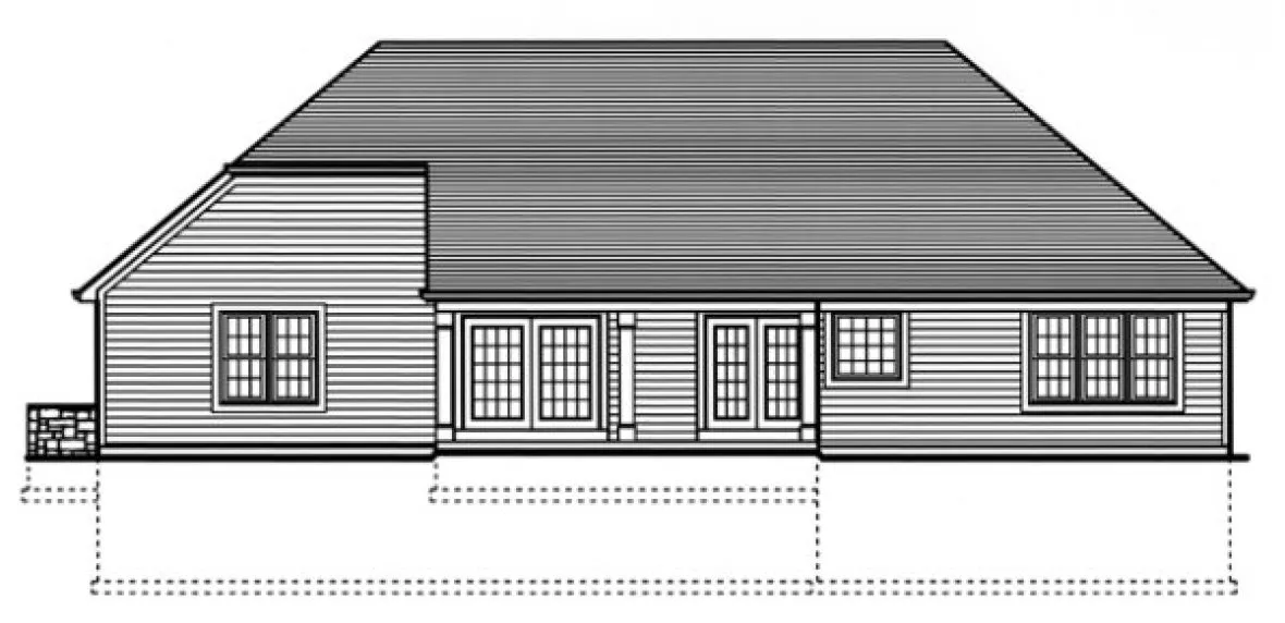 Rear Elevation for House Plan #535150