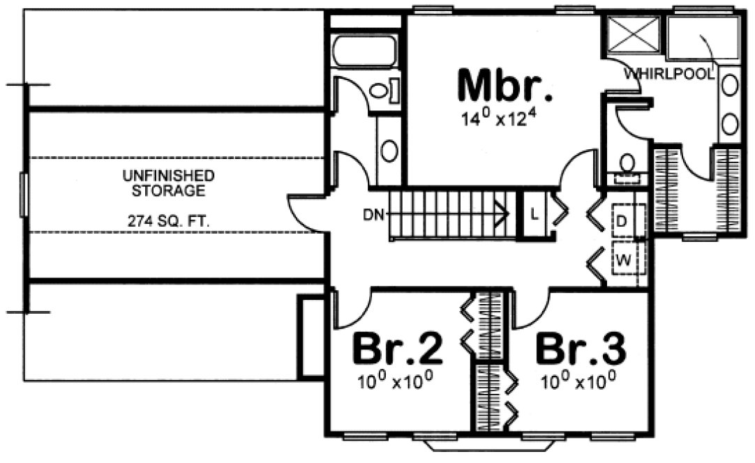 Second Floor Plan for House Plan #155076
