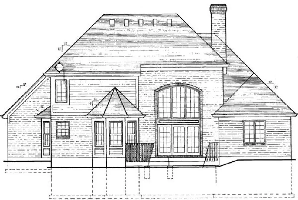 Rear Elevation for House Plan #536040