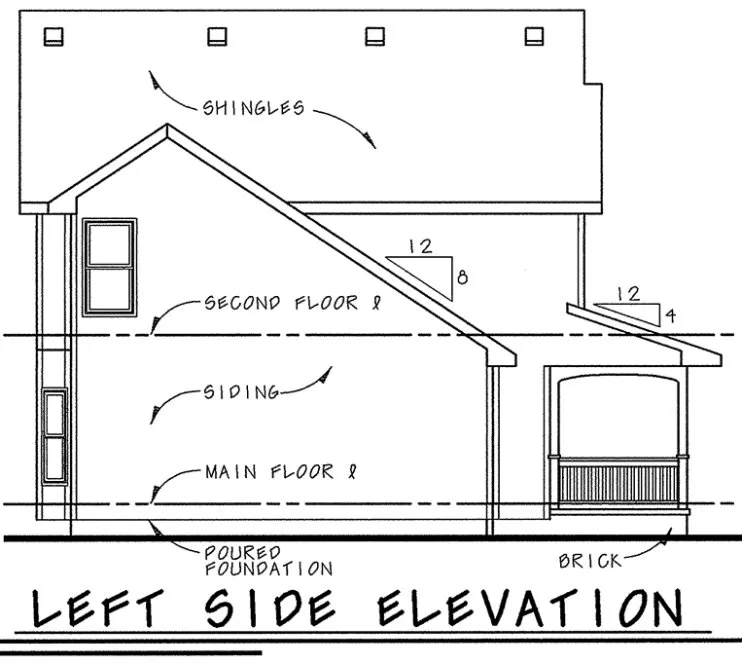 Left Elevation for House Plan #156076
