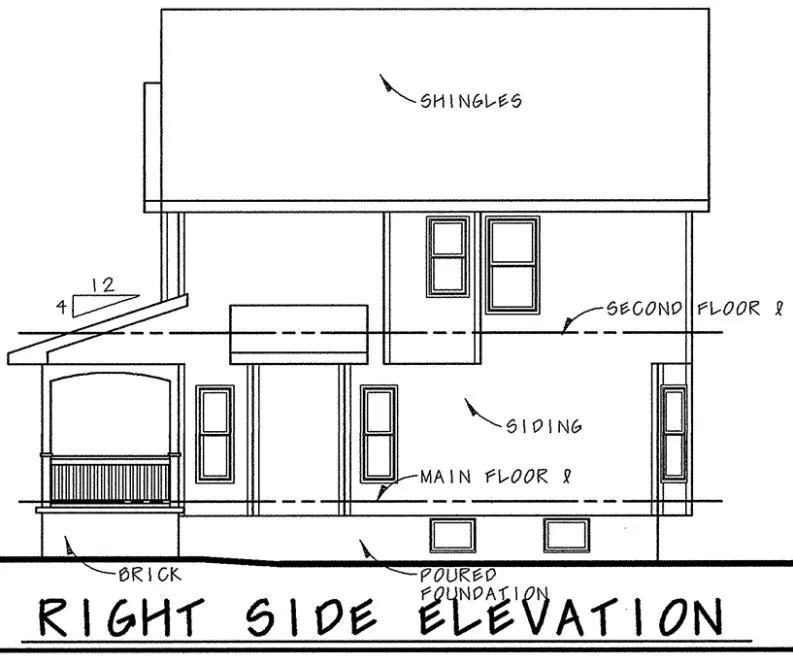 Right Elevation for House Plan #156076