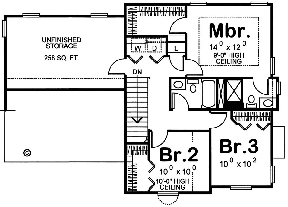 Second Floor Plan for House Plan #156076