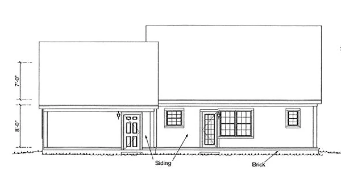 Rear Elevation for House Plan #242410