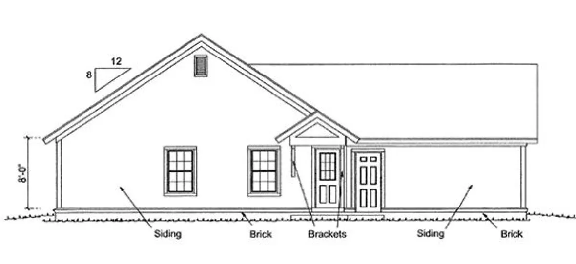Rear Elevation for House Plan #242170