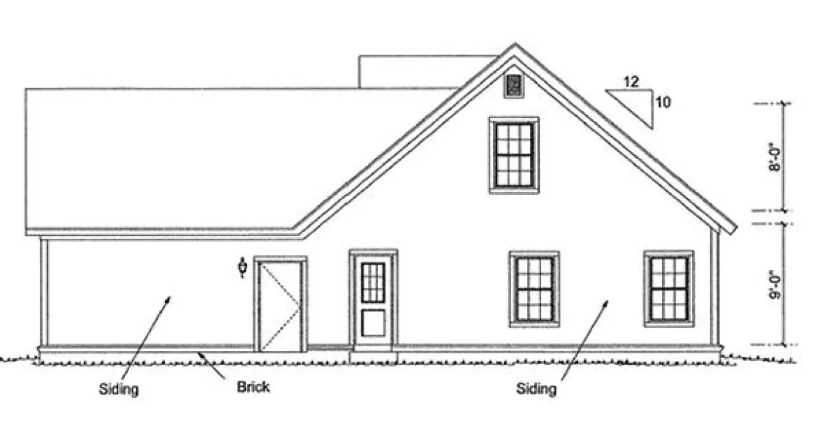 Rear Elevation for House Plan #242190