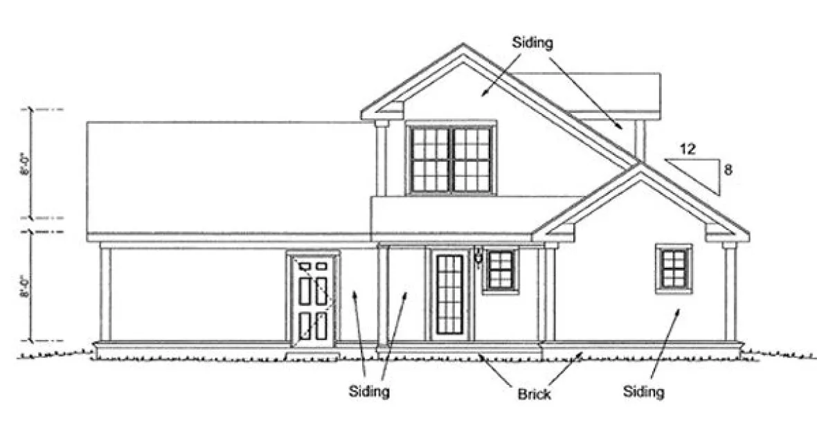 Rear Elevation for House Plan #242370