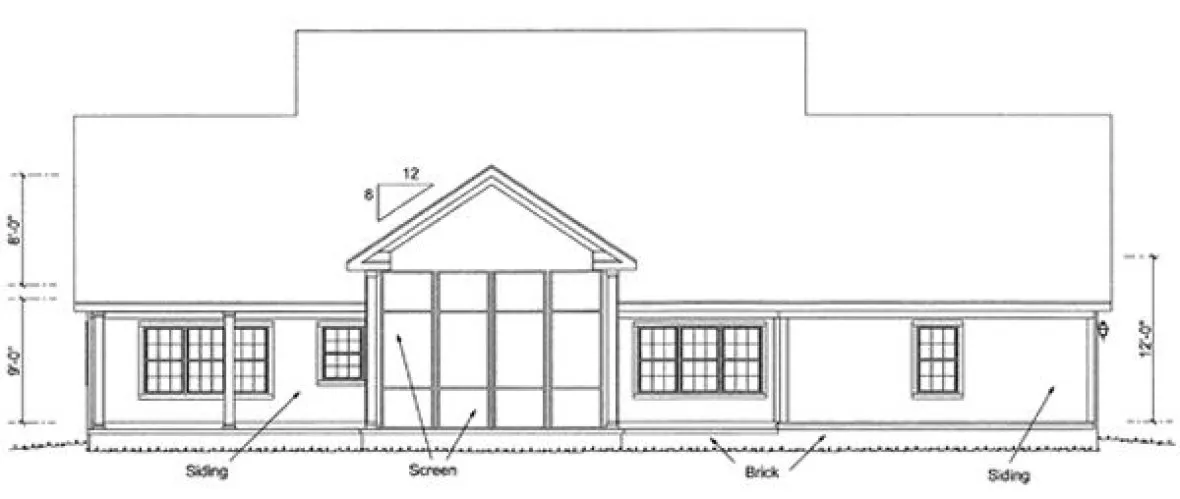 Rear Elevation for House Plan #242330