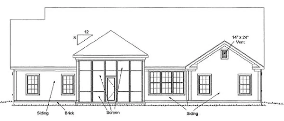 Rear Elevation for House Plan #242070