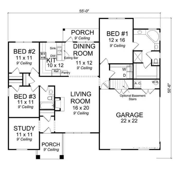 Main Floor Plan for House Plan #243020