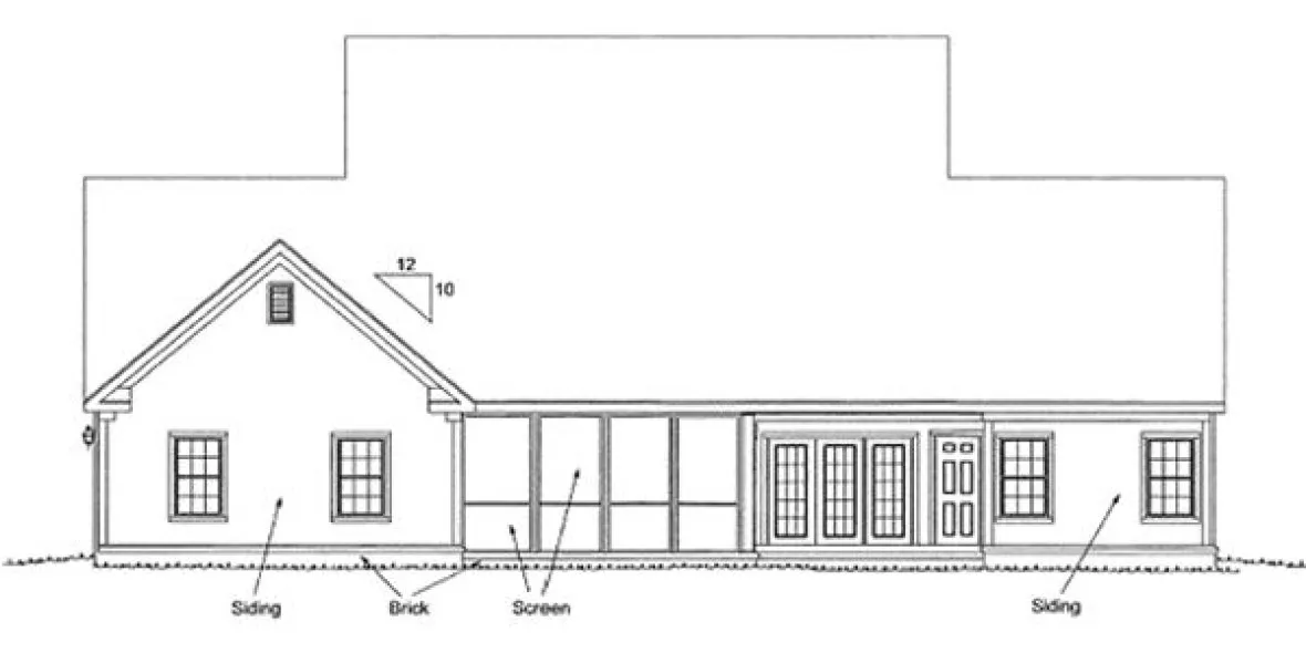 Rear Elevation for House Plan #242040