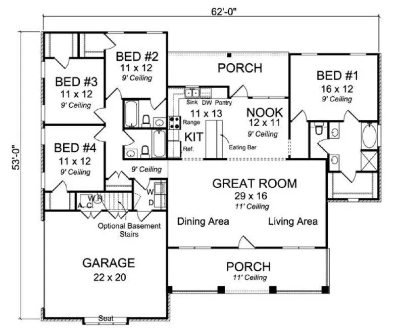 Main Floor Plan for House Plan #242820