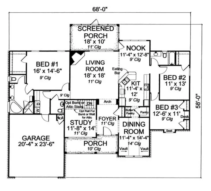 Main Floor Plan for House Plan #242100