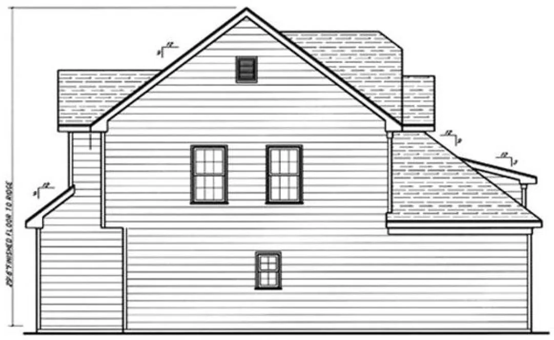 Left Elevation for House Plan #123091