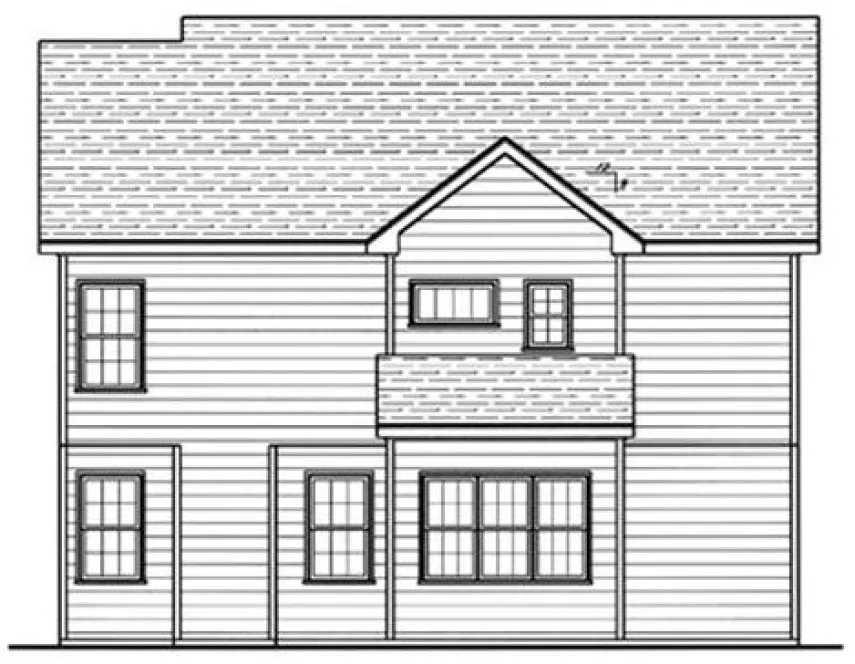 Rear Elevation for House Plan #123091