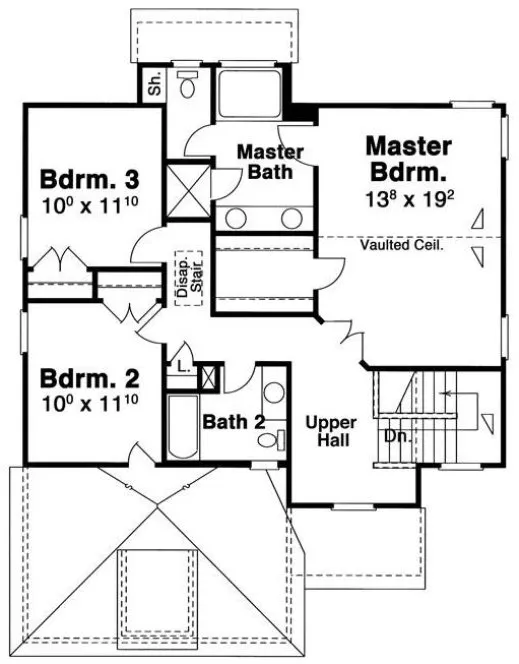 Second Floor Plan for House Plan #123091