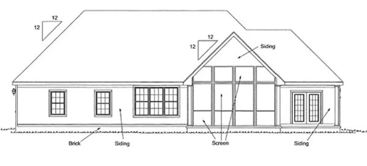 Rear Elevation for House Plan #242030