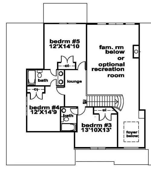 Second Floor Plan for House Plan #395150