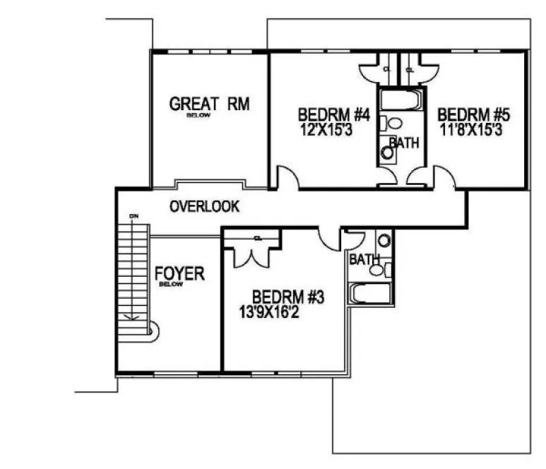 Second Floor Plan for House Plan #399150