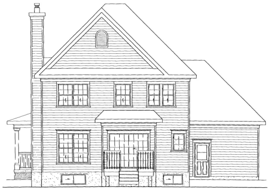 Rear Elevation for House Plan #171100