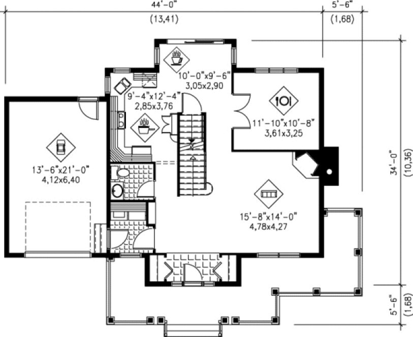 Main Floor Plan for House Plan #171100