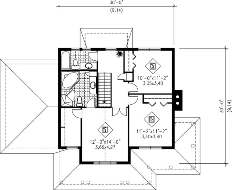 Second Floor Plan for House Plan #171100