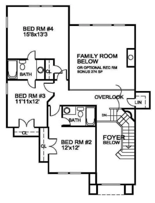 Second Floor Plan for House Plan #390350