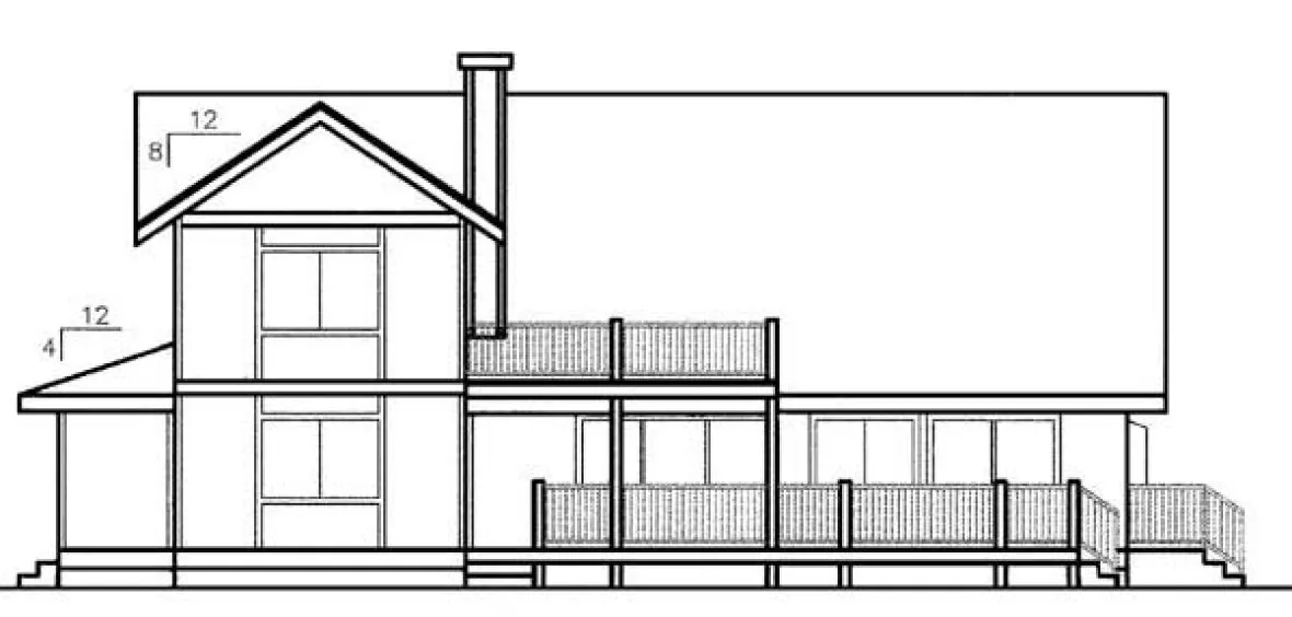 Rear Elevation for House Plan #165392