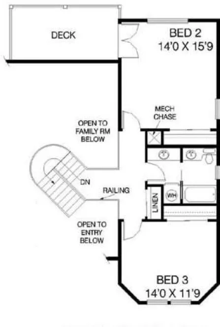 Second Floor Plan for House Plan #165392