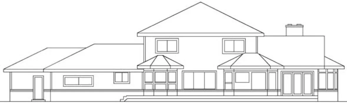 Rear Elevation for House Plan #163533