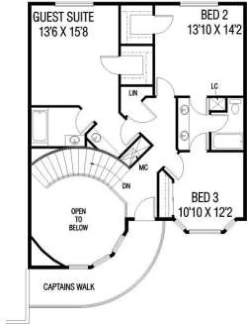 Second Floor Plan for House Plan #163533
