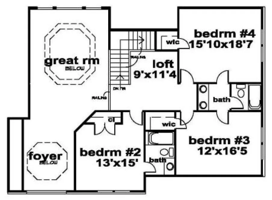 Second Floor Plan for House Plan #398550