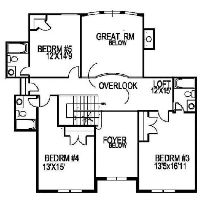 Second Floor Plan for House Plan #399550