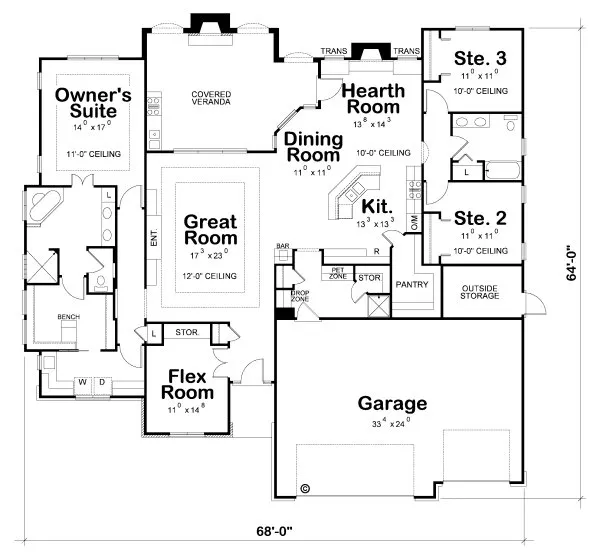 Main Floor Plan for House Plan #158218