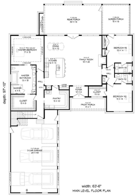 Main Floor Plan for House Plan #690442